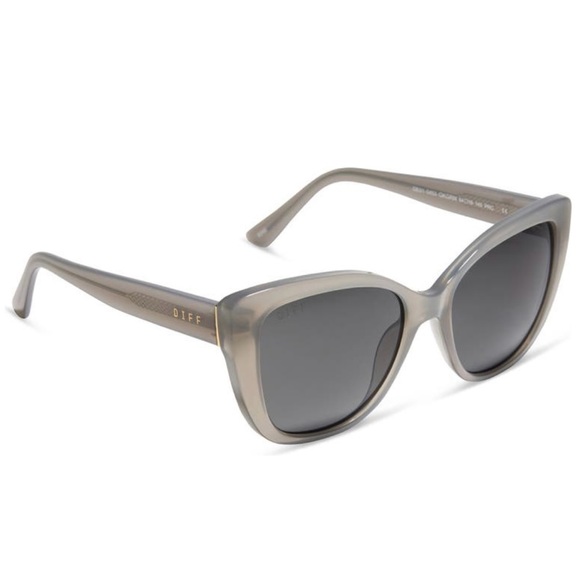 DIFF Rea Sunglasses Milky Grey Frame Grey Lenses Cat Eye NWT - Picture 2 of 10